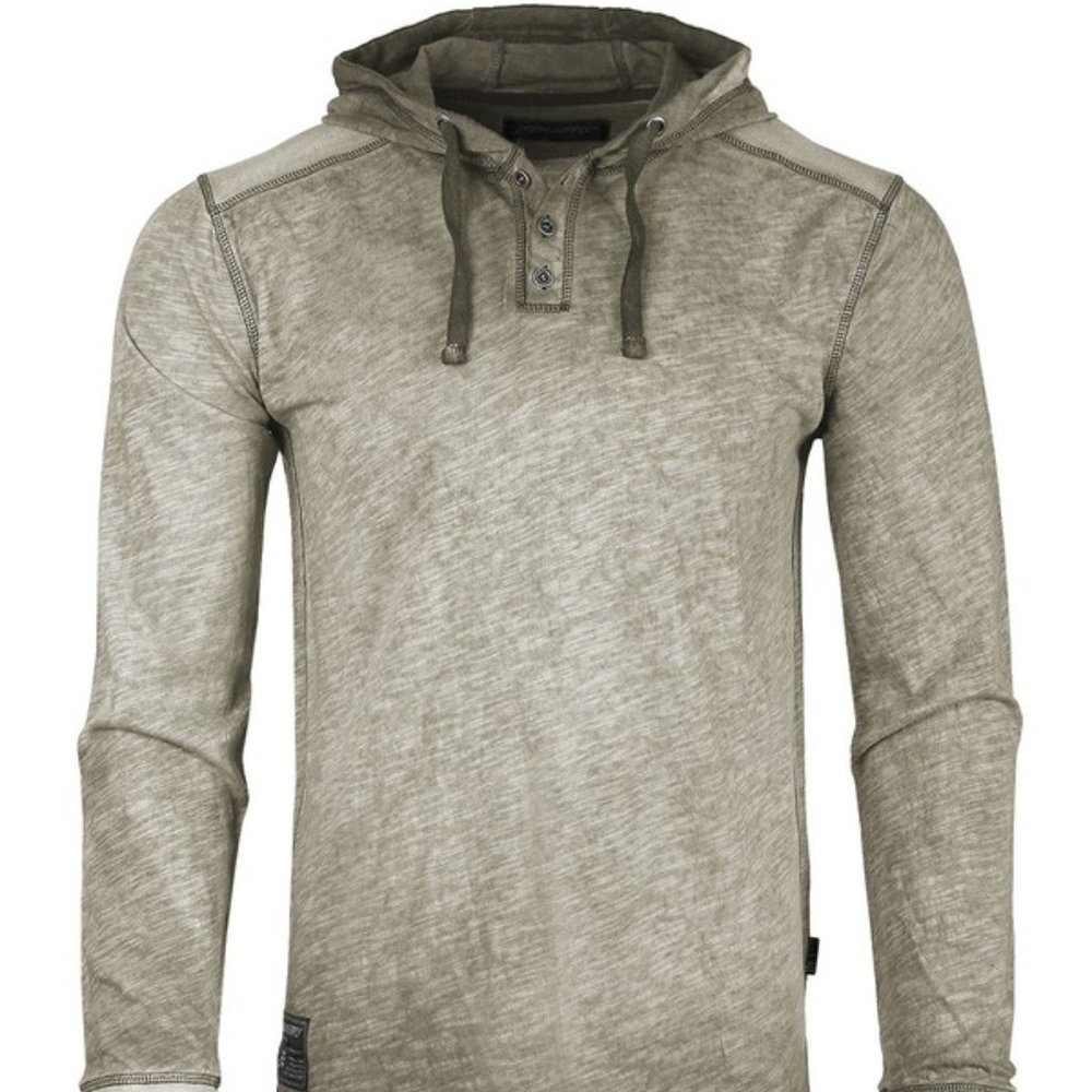 Mens Long Sleeve Lightweight Fashion Hooded Henley